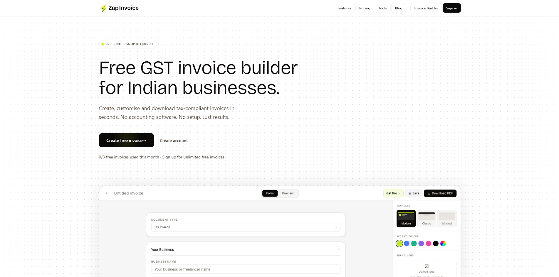 ZapInvoice — product screenshot